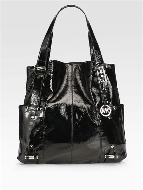 michael kors black purse for sale|michael kors black patent tote.